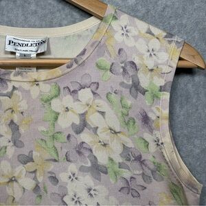 Pendleton Sleeveless Floral Silk Blend Top-Pastel Purple/Yellow-Women Size Large